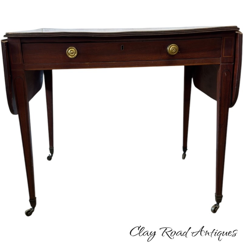 antique inlaid hepplewhite drop leaf table federal mahogany 1810