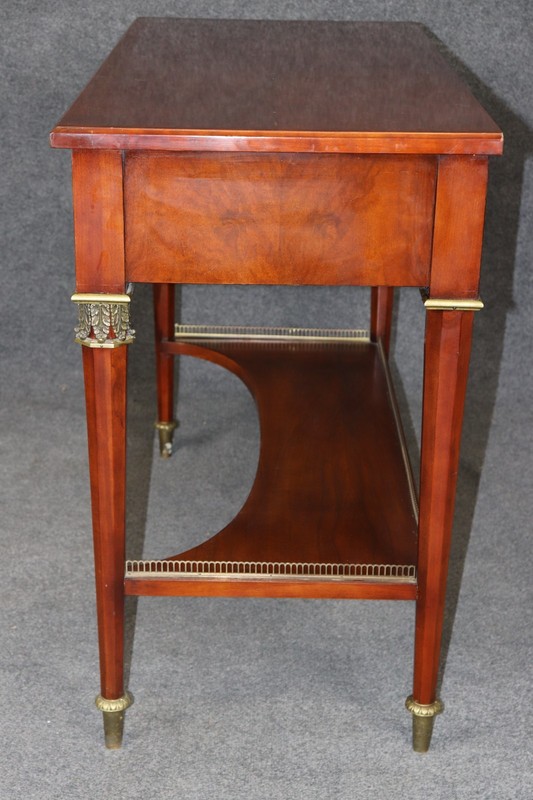 French Empire Style Two Tier Console Table by John Widdicomb with Brass Mounts gallery