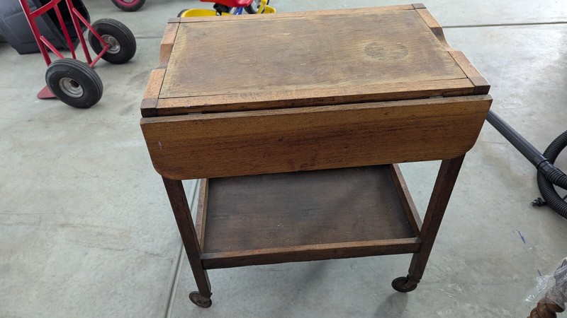 unique antique kitchen cart oak casters two leaves hidden cabinet coffee table