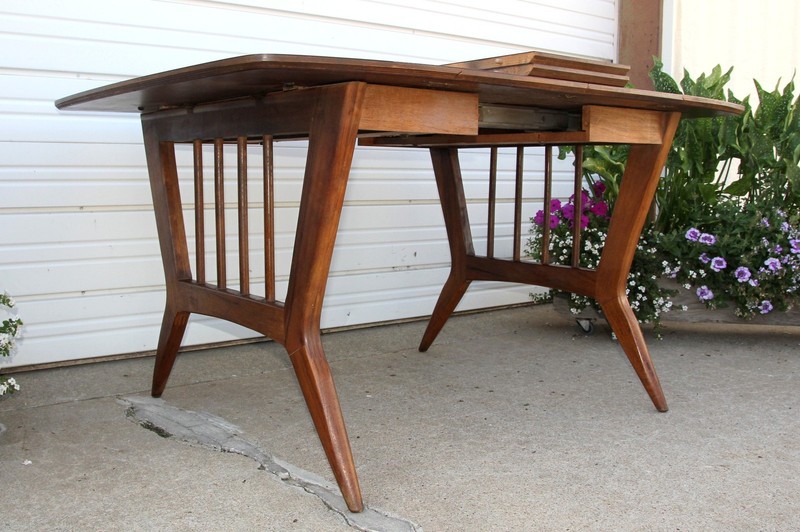 Danish MCM Mid-Century Modern Garrison Expanding DropLeaf Table +2 LS Acme Slide gallery