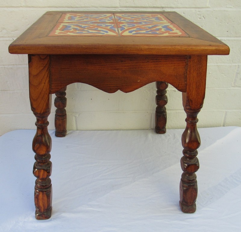 VINTAGE 1920'S ERA CALIFORNIA TILE TOP TABLE MADE BY D&M SPANISH REVIVAL gallery