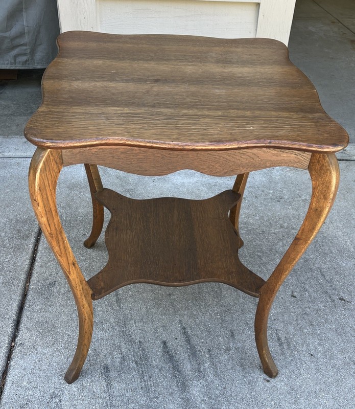 Solid Quartersawn Oak Carved Lamp Table / Parlor Table (PRT1) 24x24x29” Tall