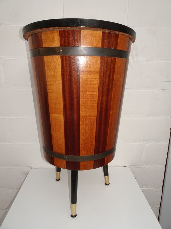 RARE VINTAGE WOOD INLAY SIDE TABLE BAR 1950s BRASS CABINET SPECIAL MID CENTURY gallery