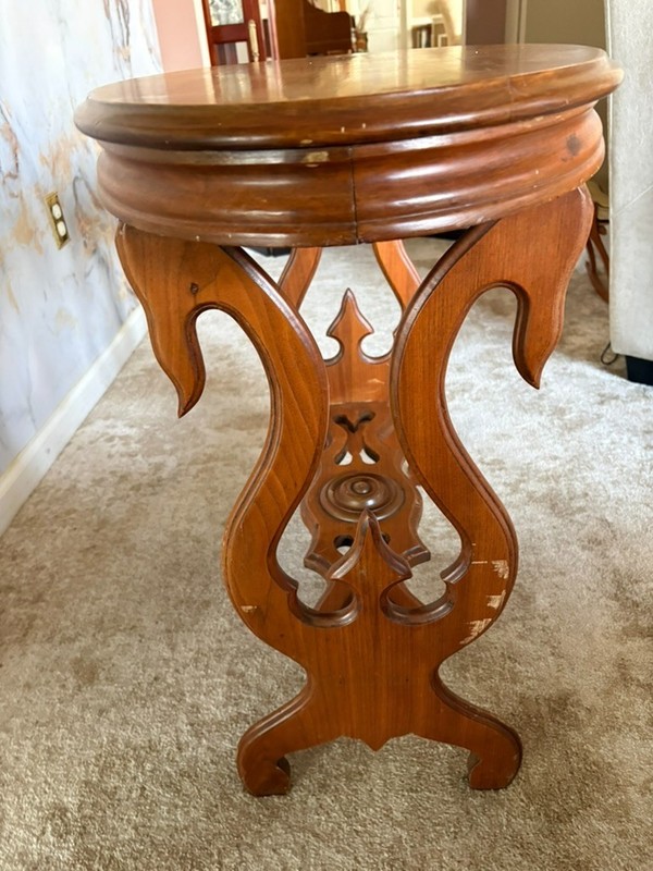 Antique Victorian walnut parlor table gallery
