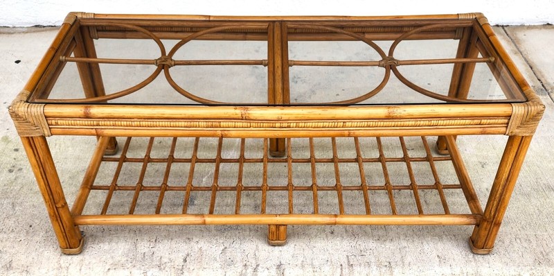 Vintage Bamboo Rattan Coffee Table gallery