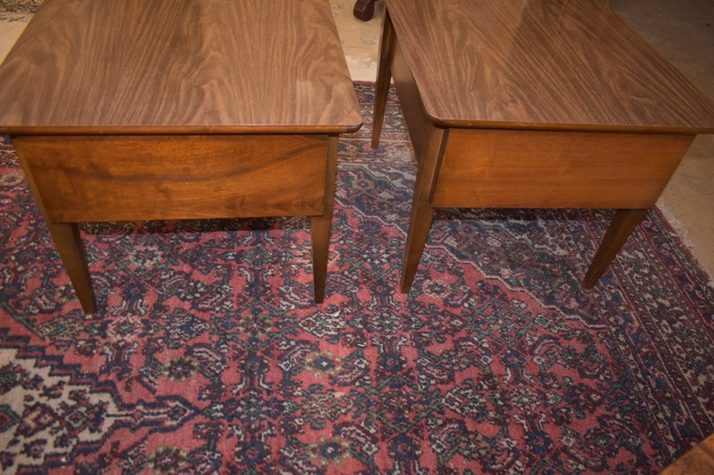 Mid Century Walnut End Side Tables, Nightstands A Pair, by Lane gallery