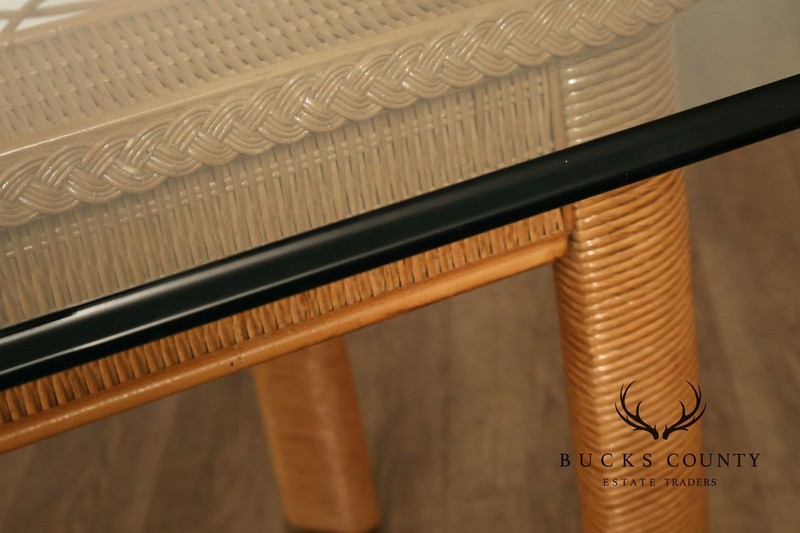 Lexington Henry Link Glass Top Wicker Dining Table gallery