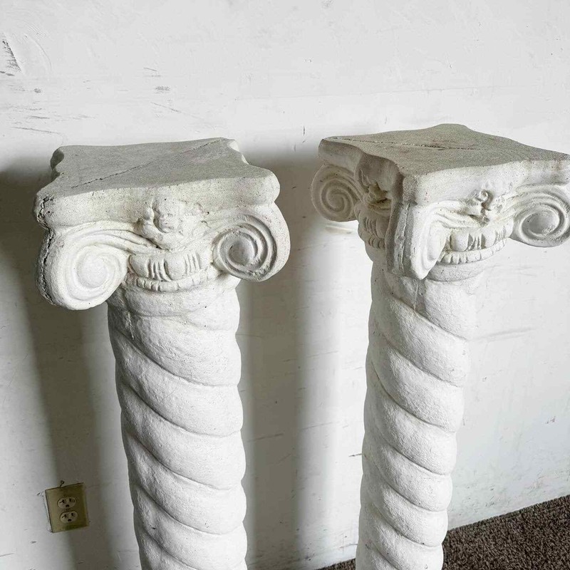 Regency White Plaster Columns Pedestals - a Pair gallery