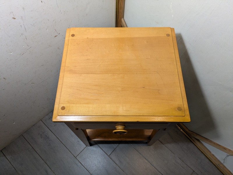 Vintage Rustic Country Shaker MCM Maple Wood End Table Nightstand Drawer N84 gallery