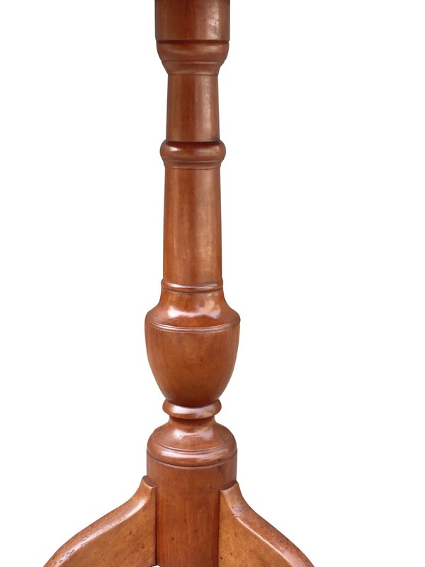 ANTIQUE QUEEN ANNE CHERRY CANDLESTAND WITH OVOLO TOP & SNAKE LEGS gallery