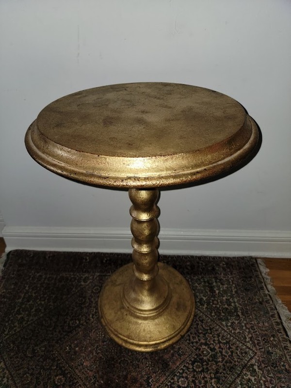 MID CENTURY MODERN GOLD LEAF OCCASIONAL TABLE-GOOD CONDITION-UPS GROUND NATIONAL