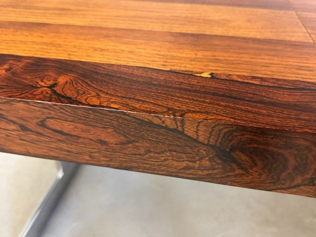 Rosewood Walnut and Chrome Milo Baughman Style Dining Table gallery