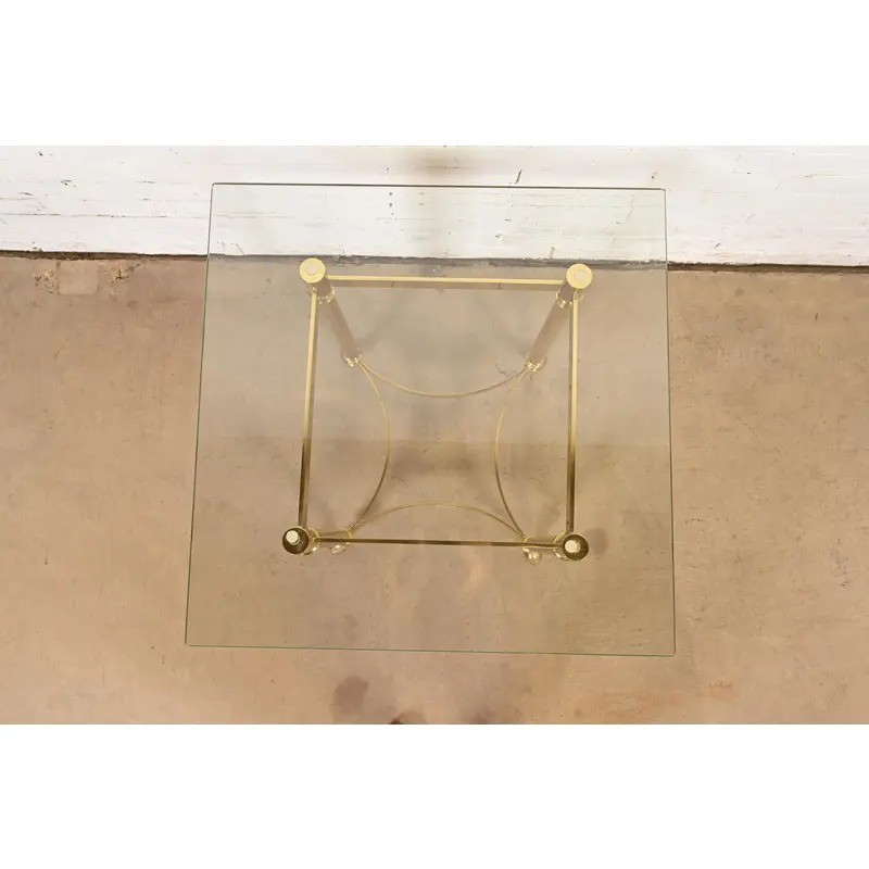 Labarge Hollywood Regency Brass Side Table With Hooved Feet, Circa 1960s gallery