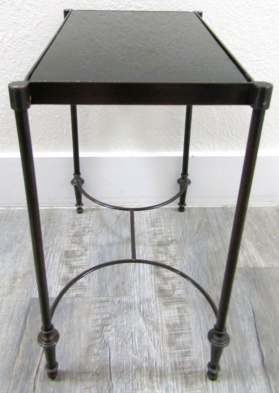 Vintage Rectangular Bronze and Black Granite Top 18" Tall Drink Table gallery