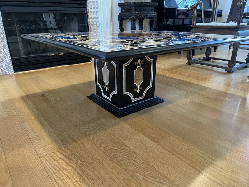 Italian Marble Pietra Dura Center Table – Intricately Inlaid Stone Top gallery
