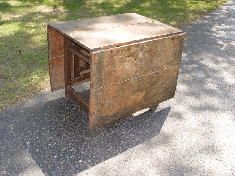 19th c. Swedish Pine Primitive Slagbord Drop-Leaf Farmhouse Table