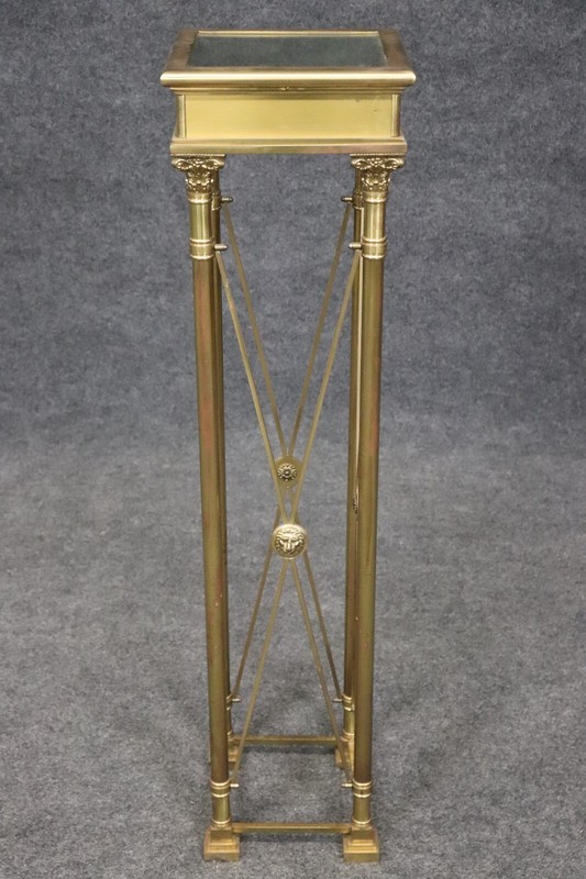 Beautiful Brass and Gold Gilt French Empire Style Lion Masque Pedestal gallery