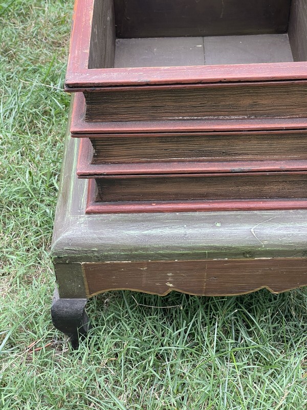 Antique Hand Painted Faux Book End Table Chest 21” H 22 3/8” L gallery