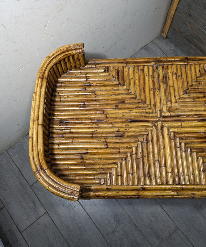Vintage Mid Century Modern Boho Chic Coastal Split Bamboo Reed Table or Ottoman gallery