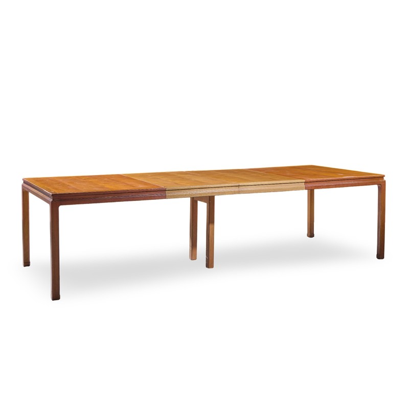 Edward Wormley for Dunbar Bleached Mahogany Expanding Dining Table with 2 Leaves