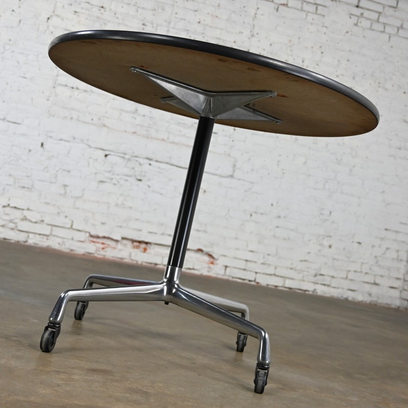 Eames Herman Miller Round Tables Universal Base Wood Grain Laminate Top gallery