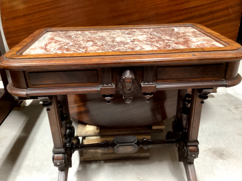 Antique victorian marble top table walnut 19th c attrib john jelliff