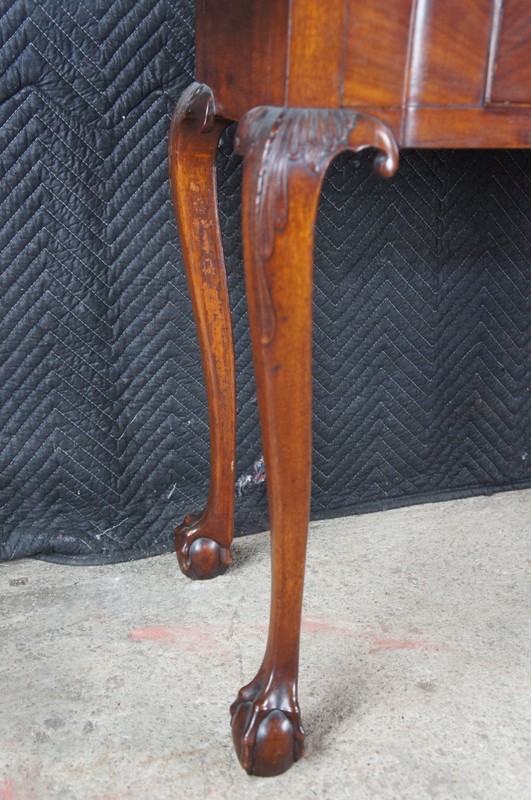 Antique George II Style Chippendale Mahogany Flip Top Claw Foot Card Game Table gallery