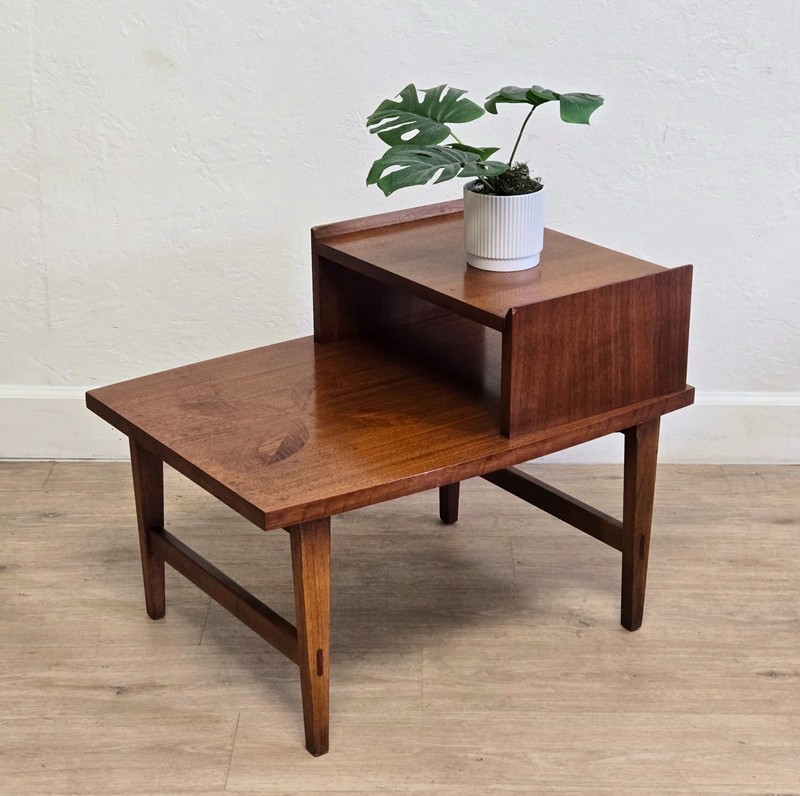 Lane MCM Surfboard End Tables- Flower Inlay Rosewood Walnut PAIR or Choose-1960 gallery