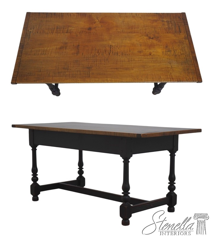 L72585: Tiger Maple Top Black Base Coffee Table