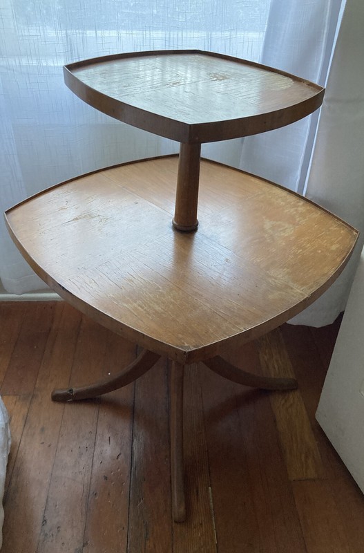 Vintage MCM Mid Century Modern Rounded square Two Tiered Table