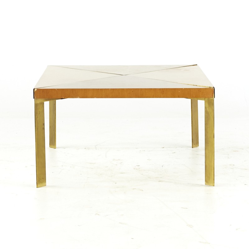 Milo Baughman for Murray Mid Century Brass and Maple Coffee Table gallery