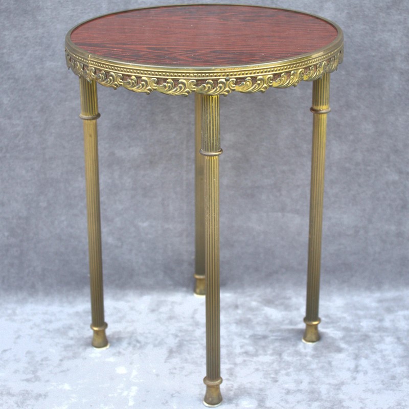 Vintage rococo baroque style round small side table with brass legs bonsai plant gallery