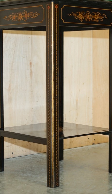 ANTIQUE EDWARDIAN CIRCA 1910 CHINESE CHINOISERIE LACQUERED SIDE END LAMP TABLE gallery
