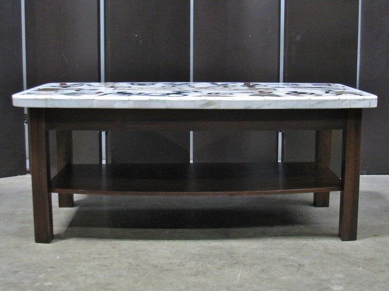 1960's Custom Brazilian Mosaic Coffee Table; Marble & Semi-Precious Stone Artist gallery