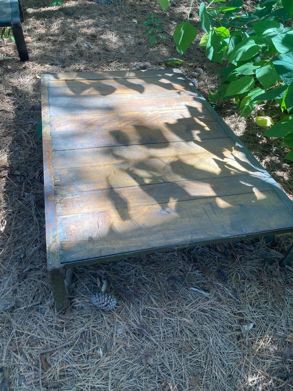 ANTIQUE INDUSTRIAL FACTORY RAILROAD PALLET COFFEE TABLE