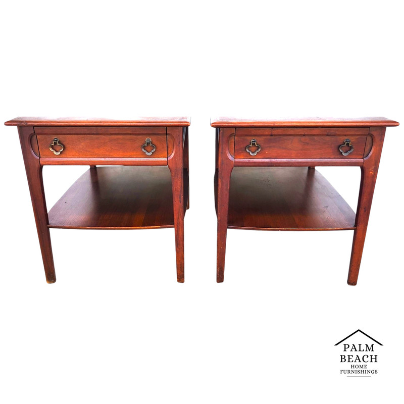 Mid Century Walnut End Tables Pair MCM