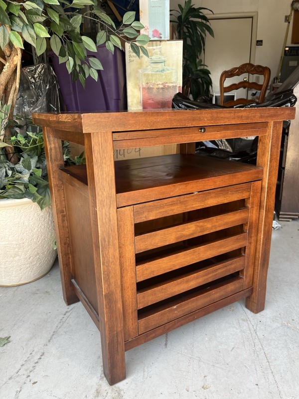 Vintage Mahogany Brown Cane Side Table