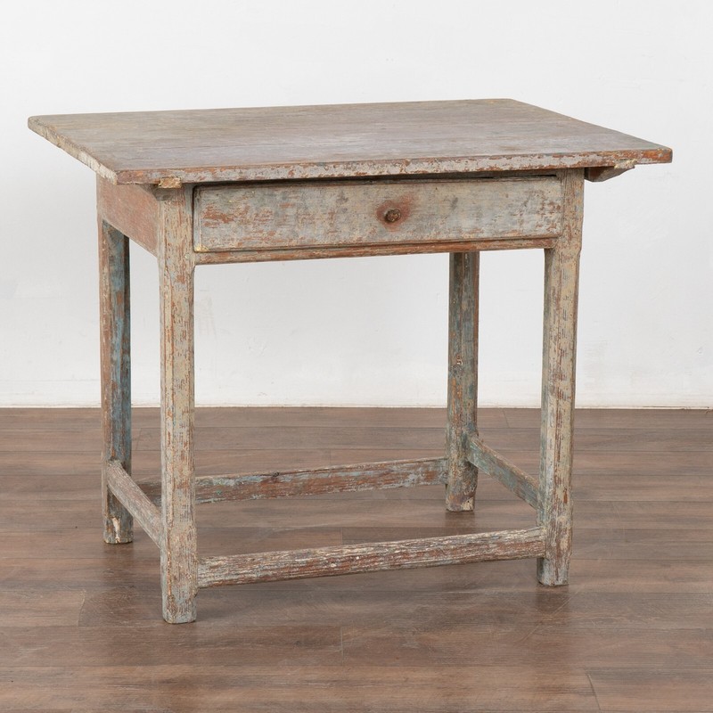 Original Gray Painted Pine Swedish Side Table, circa 1820-40