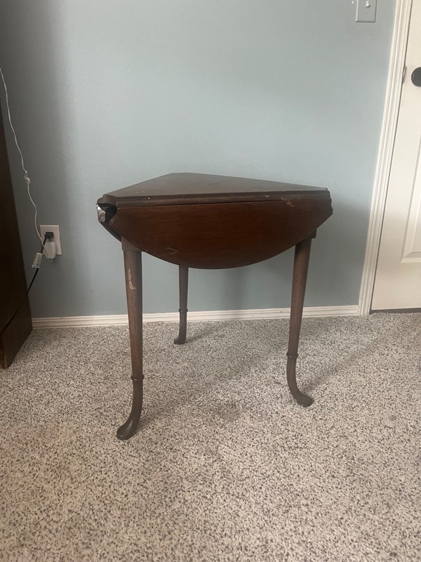 Trutype Table Cherry Wood Drop Leaf Queen Anne Triangle Side Vintage