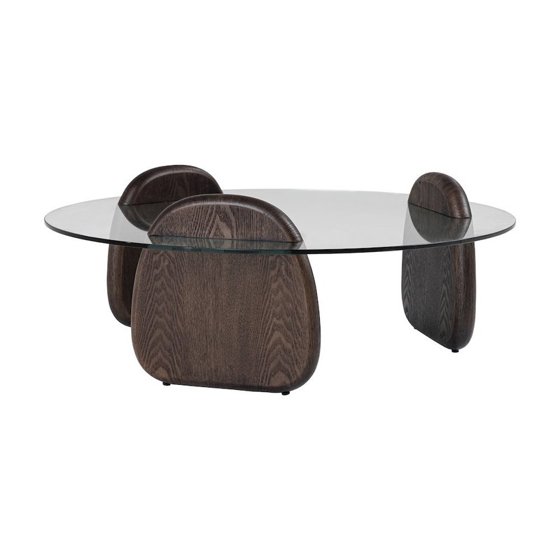 Modrest Buxton - Mid-Century Modern Glass + Dark Walnut Coffee Table gallery