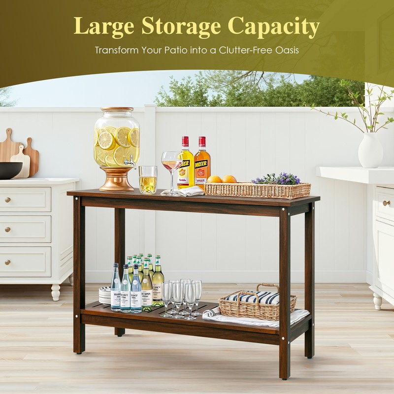48" Console Table Multiuse Buffet Bar Storage Organizer with Foot Slider Coffee gallery