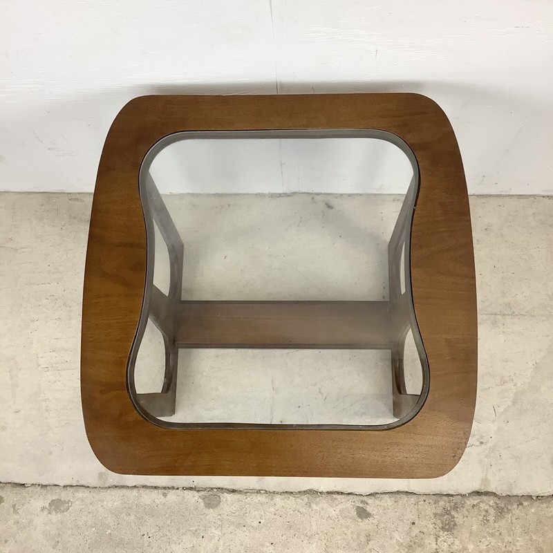 Mid-Century Modern Walnut End Table With Glass Top gallery