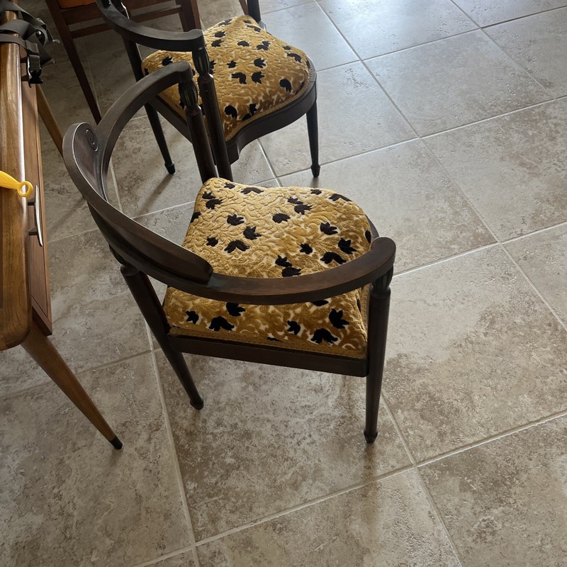 Restored Antique Armchair Gold and Black Wood Frame gallery