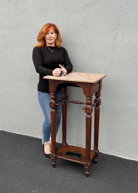 large Victorian marble top umbrella stand/table 1870s 45.5 Inches Tall!