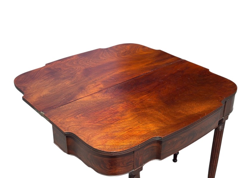 antique federal card game console table bow front flame mahogany PA gallery
