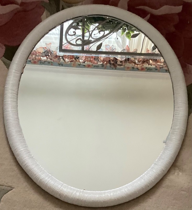White Wicker Living Room Table Set & Mirror gallery