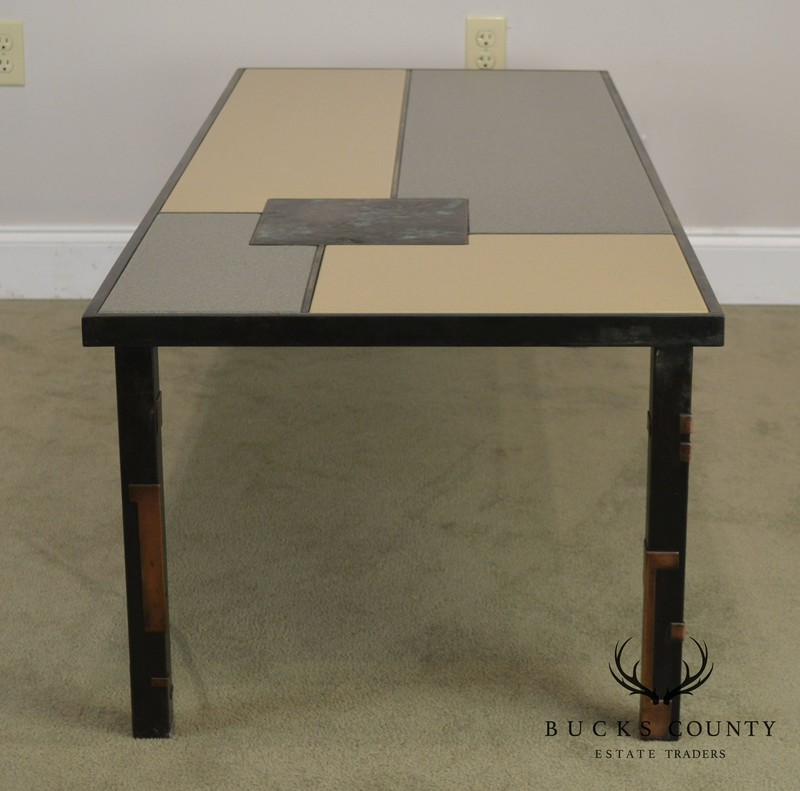 R. Mathis Tutto Metal Design Studio Crafted Iron & Stone Tile Top Coffee Table gallery