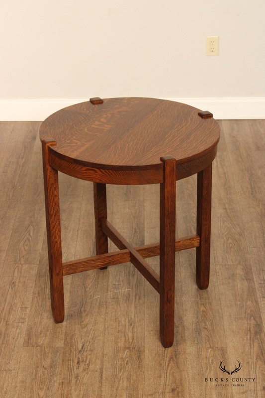 Antique Mission Style Oak Round Table Lamp gallery