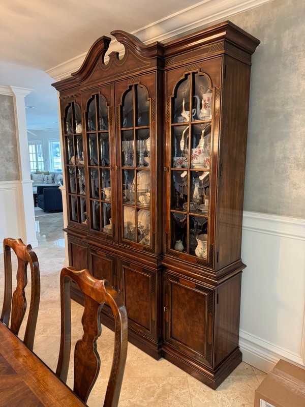 drexel heritage dining set, table 12 chairs, and hutch gallery
