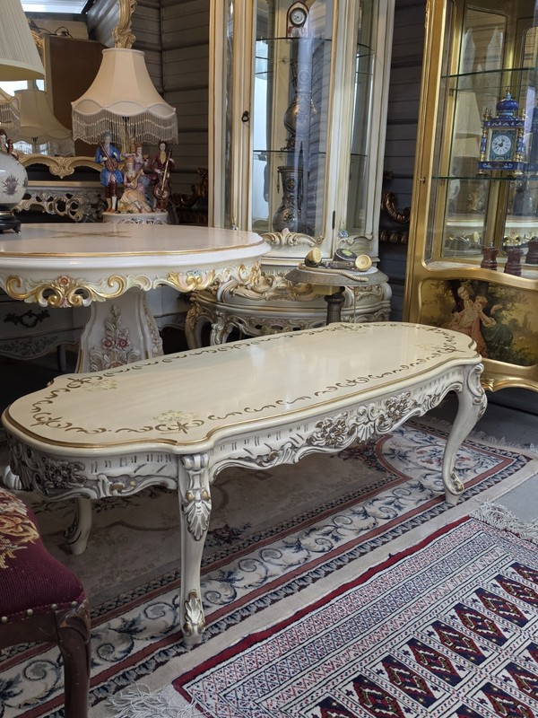 Vintage W. Baedeelandt Belgian Rococo Coffee Table – Cream & Gold gallery